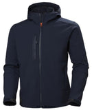 Navy Helly Hansen Kensington Hooded Soft Shell Jacket-74230 Workwear Jackets & Fleeces Helly Hansen Active-Workwear The Kensington Hooded softshell jacket is an excellent choice for the tradesmen who values ease and practicality. The high collar has a brushed fleece inside and the back is extended for improved comfort. It has multiple conveniently placed YKK zipper pockets and the chest pocket is outfitted with a cord hole for headphones that alleviates any unnecessary tangling.