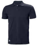 Navy Helly Hansen Manchester Cotton Work Classic Polo Shirt-79167 Shirts Polos & T-Shirts Helly Hansen Active-Workwear The Manchester Polo gets the job done. Part of  the Helly Hansen workwear core collection with focus on good fit and quality fabrics Side seams, Ribbed collar, Buttoned front placket, Extra button included Main fabric: 100% Cotton, 190 g/m²