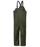 Green Helly Hansen Mandal waterproof Bib over trousers bib and brace -70529 Waterproofs Helly Hansen Active-Workwear Keeping you dry; The Mandal Bib is great on its own or combined with our other rain wear. Features EN 343:2019 Class 4,1 Adjustable elastic suspenders Adjustable waist with snap buttons Inner chest pocket with zipper Composition