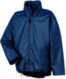 Blue Helly Hansen Waterproof HH Workwear Voss Jacket- 70180 Workwear Jackets & Fleeces Active-Workwear The Helly Hansen classic rain jacket for men. This iconic Voss raincoat has seen global success built on its heritage from protecting fishermen in the coldest of seas in all kinds of weather. Totally windproof and waterproof PU fabric with Helox+ technology provides full weather protection. The lightweight stretch PU Helox