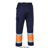 Hi-vis 2 tone combat trousers en20471 class 1 portwest e049 hi vis trousers portwest active-workwear
