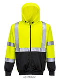 Hi-Vis 2-Tone Full Zipped Hoody Hooded Sweatshirt Portwest B315 Hi Vis Tops Active-Workwear This Portwest B315 Hi Viz 2 tone hoody uses a full zip to offer extra ease and versatility, while incorporating a two tone design for protection against dirt. Other features include 2 large pockets at the front, an adjustable hood for varied weather conditions, elasticated rib waistband and cuffs, and reflective heat seal tape