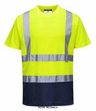 Yellow Portwest Hi Vis 2-Tone Tee Shirt RIS 3279 - S378- S378 Hi Vis Tops Active-Workwear This high visibility two-tone combination Tee shirt from Portwest offers a generous fit and allows for maximum movement in any working environment. The standard reflective tape configuration ensures maximum visibility for added safety. Breathable fabric to draw moisture away from the body keeping the wearer cool, dry and comfortable 