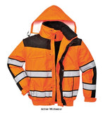 Orange Hi Vis Classic Bomber Jacket Fur Liner Waterproof Bodywarmer RIS 3279 Portwest - C466 Hi Vis Jackets Active-Workwear Stand out from the crowd with this classic bomber jacket. It features a detachable fur liner removable sleeves and detachable collar making it adaptable to all weather conditions. Other features include ID pocket security sle