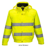 Hi Vis Lightweight Water proof Bomber Jacket Portwest S161 Hi Vis Jackets Active-Workwear This lightweight addition to the Hi-Vis range is sensational value for money and provides a combination of supreme functionality with innovative design. The quality finish and close attention to detail is apparent throughout. Complete with side access pockets, radio loop, comfortable elasticated waist and adjustable cuffs, this style is easily distinguished amongst the competition.