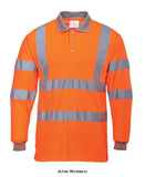 Hi vis polo shirt long sleeved portwest s277 orange rail polo