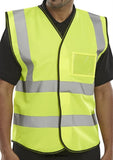Hi Vis Vest With Id Pocket En471 Class 2 Yellow (Pack Of 10) - Beeswift Bd108 Hi Vis Tops Active-Workwear Hi Visibility Vest with Id Pocket to left breast. EN471 Class 2. 100% polyester fabric Velcro fastening. Retro Reflective tape.