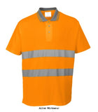 HI Viz Cotton Comfort Short Sleeve Polo Shirt Ris 3279 Portwest S171 Hi Vis Tops - Portwest