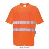 Hi Viz Cotton Comfort Tee Shirt RIS 3279 Portwest S172 Hi Vis Tops Active-Workwear This Portwest Hi Viz Cotton Comfort T-shirt uses comfortable, breathable cotton comfort fabric combined with Hi Vis Tex tape for enhanced visibility. Breathable fabric to draw moisture away from the body keeping the wearer cool, dry and comfortable Moisture wicking fabric helping to keep the body warm, cool and dry