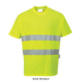 Yellow Hi Viz Cotton Comfort Tee Shirt RIS 3279 Portwest S172 Hi Vis Tops Active-Workwear This Portwest Hi Viz Cotton Comfort T-shirt uses comfortable, breathable cotton comfort fabric combined with Hi Vis Tex tape for enhanced visibility. Breathable fabric to draw moisture away from the body keeping the wearer cool, dry and comfortable Moisture wicking fabric helping to keep the body warm, cool and dry Reflective tape for increased visibility