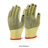 Kutstop medium weight kevlar dotted work glove (pack of 100) beeswift kgmwd hand protection active-workwear