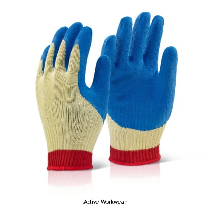 Kutstop Reinforced Kevlar Latex Work Gloves - Beeswift Klg Hand Protection Active-Workwear Kevlar knitted glove latex coated palm, 40% reinforced fibre + 60% Latex, Reinforced knitted glove latex coated palm, High cut resistance. Comfortable, allows hand to breathe through back. Excellent grip. EN388: 2016, Level 3 - Abrasion, Level X - Cut Resistance (Glove blunted the blade, ISO 13997 test required), Level 4 - Tear Resistance, Level 4 - Puncture, Level D - ISO 13997 Cut Resistance