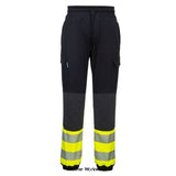 Yellow KX3 Hi Vis Flexi Slim Fit Stretch Work Trouser Joggers/jogging bottoms Portwest KX3411 Hi Vis Trousers Active-Workwear The Portwest KX341 Slim fitting Hi-Vis work jogging trousers are part of the Portwest KX3 range of Active Street Workwear The Stretchy slim fitting provides incredible comfort and flexibility. Reinforced knee panels with subtle articulation allow for increased freedom of movement
