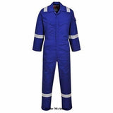 Blue Lightweight Flame Retardent Antistatic Hi Viz Coverall FRAS Portwest FR21 Boilersuits & Onepieces Active-Workwear This FRAS lightweight FR boiler suit/coverall is perfect for the extra warm weather demands of the offshore industry. Constructed with a lighter weight highly innovative flame-resistant twill fabric. CE certified Guaranteed flame resistance for life of garment Protection against radiant, convective and contact heat Class 2 Weldin