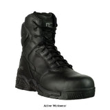 Magnum Stealth Force 8.0 High Leg Combat Uniform S3 Composite Safety Boots Boots Magnum Active-Workwear Featuring a durable leather upper and scanner safe non-metallic composite hardware. The lightweight composite toe-cap and anti-penetration plate protects feet from falling objects and underfoot punctures.