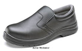 Micro Fibre Slip On Vegan Friendly Safety Shoe Black S2 size 3-12- Cf833 Catering & Hospitality Active-Workwear 200 Joule steel toe cap , Shock absorber heel , Anti-Static , Slip Resistant , Washable to 40°C , EN ISO 20345 SRC Vegan safe no leather