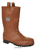 Brown Neptune S5 Lined Rigger Wellington PVC Nitrile safety boot steel toe +midsole - FW75 Wellingtons Active-Workwear A waterproof alternative to the traditional leather rigger. Steel toecap and midsole, fully waterproof, fur lined with side tabs for easy donning. CE certified Protective steel toecap Steel midsole Anti-static footwear Energy Absorbing Seat Region 100% Waterproof keeping feet warm and dry SRC - Slip resistant outsole to prevent slips and trips on ceramic and steel surfaces 