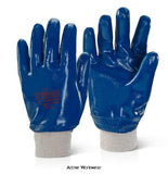 Nitrile Knit Wrist Fully Coated Heavyweight Safety Glove (Pack Of 100) - Beeswift Nkwfch Hand Protection Active-Workwear Heavy duty coated glove offering excellent protection in the more aggressive industrial applications. Excellent protection for heavy duty applications. Soft jersey liner for wearer comfort Nitrile coating resists puncture cuts and abrasions. EN388: 2016 Level 4 - Abrasion Level X - Cut Resistance Level 1 - Tear Resistance Level 1 - Puncture Level B - ISO 13997 Cut Resistance