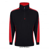 Black Red Orn Avocet Contrast 1/4 Zip Sweatshirt Uniform Jumper-1288 Hoodies & Sweatshirts ORN Active-Workwear Offering a modern look with reflective detail, this 1/4 zip sweatshirt is stylish and warm. An ideal option for both the workplace and wearing out. High quality premium weight quarter zip sweatshirt Elasticated cuffs and waistband Brushed fleece inner for superior comfort Half moon yoke at neck Sporty multi-colour design with Hi-Vis piping along the shoulders Matching contrast side panels