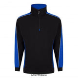 Black REflex Orn Avocet Contrast 1/4 Zip Sweatshirt Uniform Jumper-1288 Hoodies & Sweatshirts ORN Active-Workwear Offering a modern look with reflective detail, this 1/4 zip sweatshirt is stylish and warm. An ideal option for both the workplace and wearing out. High quality premium weight quarter zip sweatshirt Elasticated cuffs and waistband Brushed fleece inner for superior comfort Half moon yoke at neck Sporty multi-colour design with Hi-Vis piping along the shoulders Matching contrast side panels