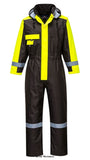 Black Padded waterproof Winter one piece overall Coverall boiler suit Winter- portwest S585 Boiler suits & Onepieces Active-Workwear Full waterproof protection and outstanding durability are key features of this winter padded coverall. The contemporary design is complemented by a high quality finish and close attention to detail throughout. Key features include: reflective tape for added visibility, reinforced knee patches for optimum strength, multiple pockets for storage and zipped ankles