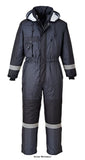 Blue Padded waterproof Winter one piece overall Coverall boiler suit Winter- portwest S585 Boiler suits & Onepieces Active-Workwear Full waterproof protection and outstanding durability are key features of this winter padded coverall. The contemporary design is complemented by a high quality finish and close attention to detail throughout. Key features include: reflective tape for added visibility, reinforced knee patches for optimum strength, multiple pockets for storage and zipped ankles