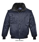 Portwest Pilot Fur Liner Water Resistant Work Jacket (zip off sleeves) Bodywarmer - PJ10 - Workwear Jackets & Fleeces - Portwest
