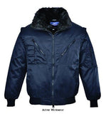 Blue Portwest Pilot Fur Liner Water Resistant Work Jacket (zip off sleeves) Bodywarmer - PJ10 - Workwear Jackets & Fleeces - Portwest