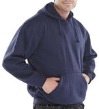 Polycotton Hooded Sweatshirt 300G Heavyweight Hoody - Beeswift Clpcsh Workwear Hoodies & Sweatshirts 300g 65/35 Polycotton fleece inner , Hood with draw cord , Front pouch pocket with hidden mobile phone pocket , Drop shoulder , Ribbed cuffs , Ribbed waistband. 
