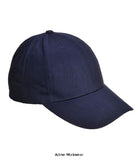 Navy Blue Portwest 6 Panel Baseball Cap - B010 Hats Caps & Gloves Active-Workwear  Six-panel crown with double stitching and sewn eyelets. Adjustable strap with classic plastic fastener. Available in a choice of popular colours and with reinforced front to accommodate embroidery or personalisation. Ideal f