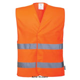 Portwest Basic Hi-Vis 2 Band Vest (Pack of 10 size/colour) Ris 3279- C474 Hi Vis Tops Active-Workwear  Offers all the characteristics of the C470 with one Hi-Vis stripe on the chest and one stripe on the waist. 