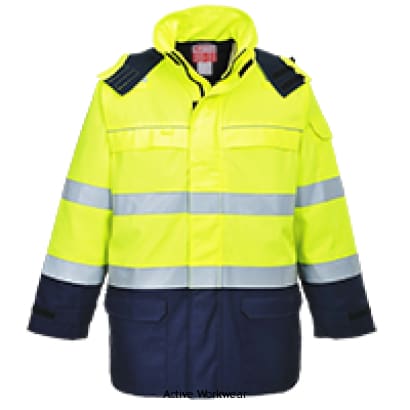 Bizflame multi arc hi viz anti static waterproof fras jacket portwest- fr79 fire retardant active-workwear