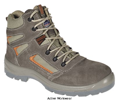 Portwest Composite Reno Mid Height Safety Boot S1P  - FC53 Boots Active-Workwear The eye-catching Reno mid cut boot has exceptional safety features. Lightweight and durable, this 100% non metallic boot is suitable in a host of environments. Breathable lining, composite toecap and midsole with an oil and slip resistant outsole.