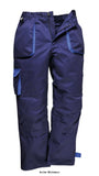 Navy Portwest Contrast Uniform Kneepad Trouser Lined - TX16 Trousers Active-Workwear The TX16 trouser has a warm non-bulky lining for cooler environments. Features include knee pad pockets hook & loop for hem adjustment and several handy pockets. 