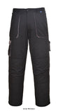 Black Portwest Contrast Uniform Kneepad Trouser Lined - TX16 Trousers Active-Workwear The TX16 trouser has a warm non-bulky lining for cooler environments. Features include knee pad pockets hook & loop for hem adjustment and several handy pockets. 