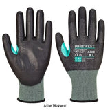 Portwest CS VHR18 PU Cut Level E Handling Glove-A660 Workwear Gloves PortWest Active Workwear 18 gauge cut level E cut resistant glove with PU coating offering secure grip in dry and light oily handling environments. A reinforced thumb crotch adds extra durability. The breathable 18 gauge liner offers outstanding dexterity and comfort. Suitable for use with touchscreen devices. Reflective label increases glove visibility in low light conditions. Part of the Portwest CS range of Cut Resistant Safety Gloves