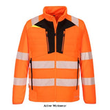Portwest DX4 Hi Vis Padded Hybrid Baffle Jacket RIS 3279-DX473 Hi Vis Jackets PortWest Active Workwear The DX4 Hi Vis Hybrid Baffle Jacket incorporates an ergonomic body-mapped design to balance insulation and comfort. Padded Insulatex panels help keep the core body area warm, while the knitted sleeves provide unrestricted stretch and movement. Lightweight flexible Hivistex Pro heat applied segmented reflective tape allows for increased visibility and mobility.