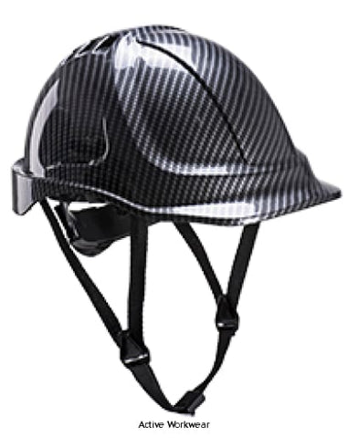 Portwest endurance carbon look vented safety helmet with 4-point chin strap - pc55 head protection active-workwear