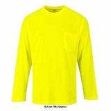 Portwest enhanced day-vis pocket long sleeve tee shirt - s579 shirts polos & t-shirts active-workwear