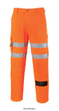 Orange Portwest Rail Gort 3279 Hi Vis Combat Trousers RIS - RT46 Hi Vis Trousers Active-Workwear Offers great wearer benefits and features including multiple storage options. Reflective tape is positioned higher up on the legs for even greater visibility. 