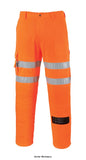 Portwest Rail Gort 3279 Hi Vis Combat trousers RIS Kneepad Pockets - RT46 Hi Vis Trousers Active-Workwear Offers great wearer benefits and features including multiple storage options. Reflective tape is positioned higher up on the legs for even greater visibility. 
