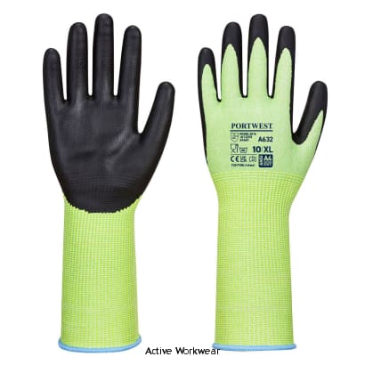 Portwest green cut glove long cuff-a632
