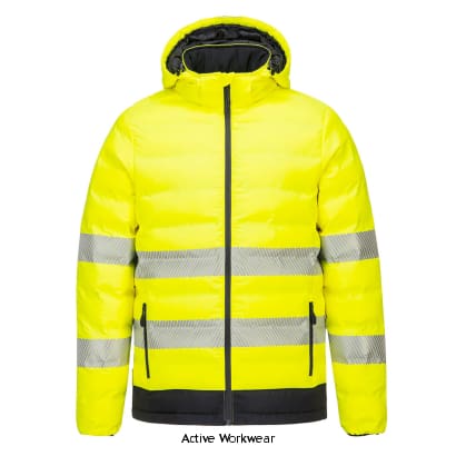 Portwest Heated Hi Vis Ultrasonic Heated Tunnel Jacket-S548 Hi Vis Jackets PortWest Active Workwear The Hi-Vis Ultrasonic Heated Tunnel Jacket offers the best in high visibility standards and insulation properties. Carbon fibre heated panels are embedded into this padded jacket to bring extra warmth and comfort to the wearer. The use of innovative heat sealed baffle fabric increases its water resistance. This jacket also has three heat settings controlled by a button at the chest.