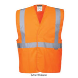 Portwest Hi Vis 1 Band Basic Vest RIS 3279 (Pack of 10 of a size/colour)- C472 Hi Vis Tops Active-Workwear Offers all the characteristics of the Standard HI Vis vest C470 with a single stripe of Hi-Vis tape on the chest. Lightweight and comfortable Reflective tape for increased visibility Hook and loop closure for easy access Generous fit for wearer comfort Certified to EN ISO 20471 