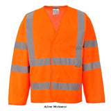 Portwest hi-vis 2 band long sleeved jerkin vest ris 3279- c473 hi vis jackets active-workwear