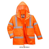 Portwest Hi-Vis 4-in-1 Interactive Jacket with Bodywarmer - S468 Hi Vis Jackets Active-Workwear A highly innovative and functional interactive jacket that offers all the features and necessary standards of our Hi-Vis range, the S468 is a true market leader. The waterproof shell of this garment provides protection against wet weather when worn on its own. This jacket also includes a body warmer style S469. Features CE certified Extremely water resistant fabric finish, water beads away from fabric surface Ta