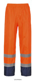 Close-up of Portwest Hi Vis Classic Waterproof Over Trouser H444 with reflective stripes