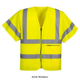 Portwest Hi Vis Half Sleeve Zipped tabard  Vizzy Vest-C372 Hi Vis Jackets PortWest Active Workwear Half Sleeve Zip Vest for additional high visibility coverage, while keeping the wearer cool. It uses lightweight fabric and HiVisTex reflective tape. With front zip fastening and a zipped tablet pocket, which can fit tablets up to the size of 10.5" without a case.