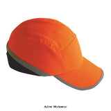 Portwest Hi Vis Long Peak Bump Cap Safety Baseball Cap-PW79 Head Protection Portwest Active-Workwear Modern style bump cap in Hi-Visibility colours. Mesh panel on the back which, together with the ventilation holes on the internal shell, help cooling comfort. Hook and loop adjustable size. CE certified long peak (7cm) for maximum protection against shock and light Hi-Visibility colour for visibility in daylight Durable high-density EVA protects and gives comfort to the wearer