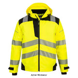 Yellow Portwest Hi Vis PW3 Extreme Breathable Stretch Rain Jacket RIS 3279 -PW360 Jackets & Fleeces Active-Workwear The PW3 Hi-Vis Extreme Rain Jacket is part of the Innovative Portwest PW3 range of Performance workwear. The PW360 is a highly waterproof and breathable high visibility jacket. Made from a durable 300D stretch oxford PU coated, stain resistant fabric, this jacket includes many outstanding features such as detachable ergonomically shaped hood, multiple pockets for secure storage